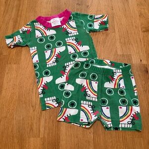 Hanna Andersson 3T Green Rainbow Skate Pajama Set Organic Cotton